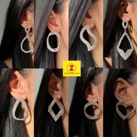 گوشواره بلند جواهری نگینی زنانه