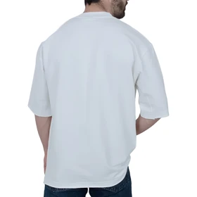 تیشرت ساده آستین کوتاه دو نخ سفید کد 1