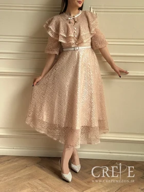 پیراهن تمام دانتل کمربنددار