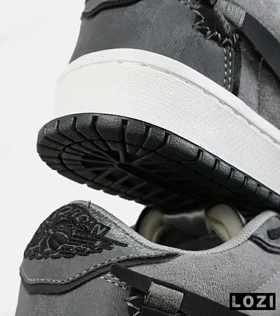 کفش کتانی مردانه و زنانه طوسی مشکی NIKE jordan 1