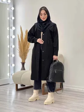 بارانی بلند چهارجیب کمرگت