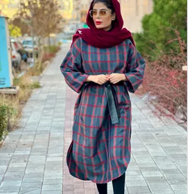 کفتان پشم چهارخونه زرشکی