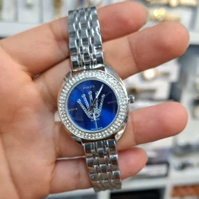 ساعت مچی زنانه رولکس Rolex موتور کوارتز باکیفیت و طراحی زیبا (نقره ای)