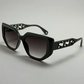 عینک آفتابی زنانه هرمس مدل Hermes Cut Out دسته چرمی سبز رولکسی کد رفرنس 1178