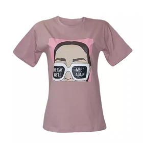 تیشرت زنانه نخ پنبه طرح عینک