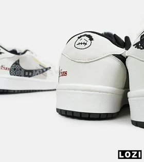 کفش کتانی مردانه و زنانه سفید طوسی مشکی NIKE travis scott مدل 6636