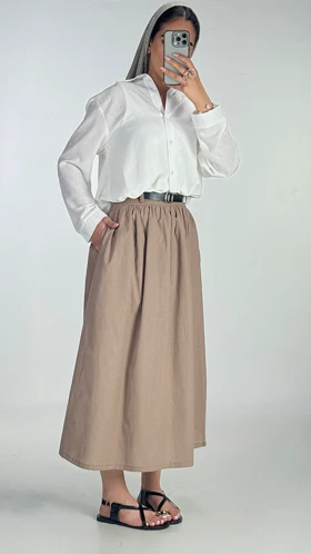 دامن چین سوزنی کد 400079 (موکا)
