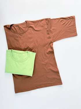 تیشرت نخ پنبه یقه گرد ساده باکسی