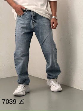 شلوار مردانه جین نیم بگ ترک