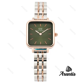 ساعت DW دنیل زنانه مربعی دورنگ رزگلد صفحه سبز w-1627