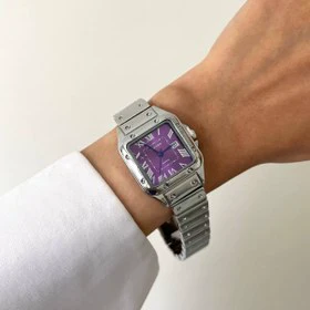 ساعت مچی زنانه کارتیر سانتوس مدل صفحه مربعی جنس بند و بدنه استیل