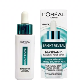 سرم روشن‌کننده پوست لورآل, L'Oréal مدل Bright Reveal حاوی نیاسینامید و AHA حجم 30 میلی‌لیتر