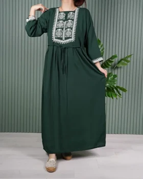 ساحلی نخی طرح نورا 7353 (سبز یشمی)