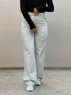 شلوار جین نیمبگ طوسی 5658