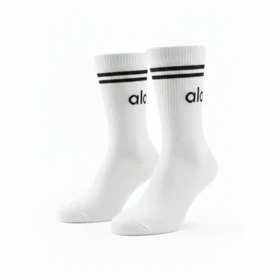 جوراب ساق بلند سفید طرح alo