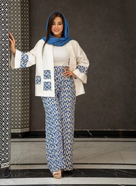 کت و شلوار ژاکارد تیکه دوزی