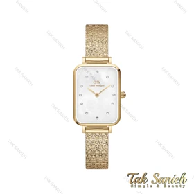 ساعت دنیل ولینگتون زنانه مستطیلی طلایی صفحه صدف نگین‌دار DW-4315-L