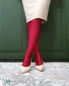 جوراب شلواری زرشکی ابرا مد