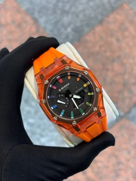 ساعت جی شاک2100صفحه شفاف نارنجی