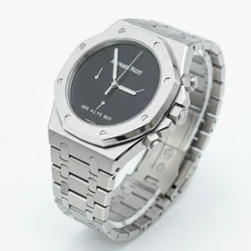 ساعتAP مهندسی نقره ای صفحه مشکی مردانه