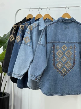 کت جین گلدوزی باران 1(ایراد دار)