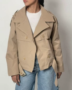 ترنچ کت کمردار کد 600048 (موکا)