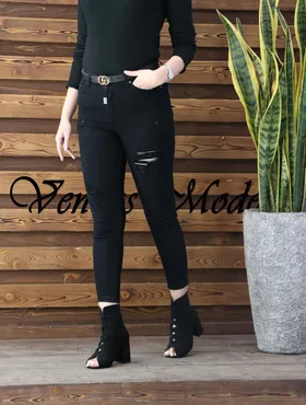 شلوار جین مشکی زاپ‌دار