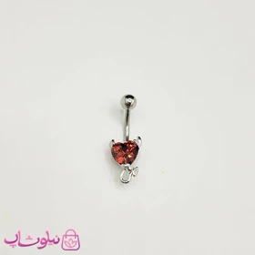 پیرسینگ ناف فانتزی مدل قلب شیطان قرمز کد 1390
