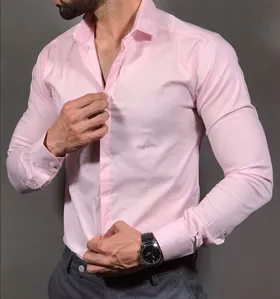پیراهن مردانه ساده رنگ صورتی