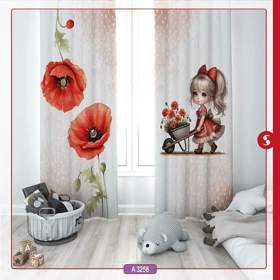 پرده پانچی اتاق کودک برند مینوریا کیدز طرح دخترانه کد p-343