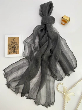 شال ویسکوز راه راه 20682 (مشکی)