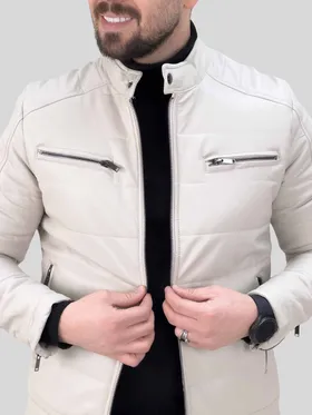 کاپشن چرم 608 سفید