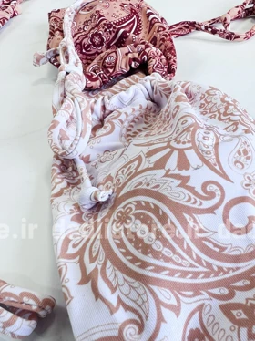 بیکینی کاپ متحرک طرحدار کرم قهوه ای