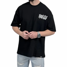 تیشرت مردانه مشکی طرح OUT OP OWNER