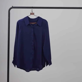 شومیز بیسیک ساتن بند کرواتی (سرمه ای)