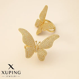 انگشتر پروانهای طلایی زنانه نگیندار فری سایز – Xuping