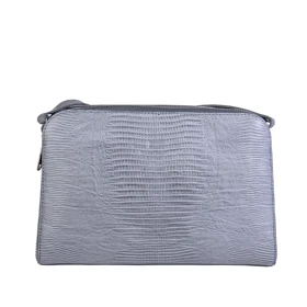 کیف دوشی چرم زنانه 3 زیپ (طوسی)