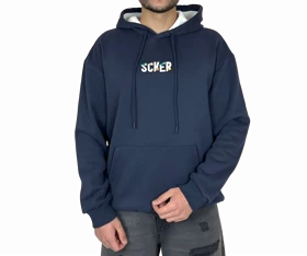 هودی سرمه ای اورسایز گرافیکی SCKER - طرح چاپ پشت - مناسب استایل یونیسکس