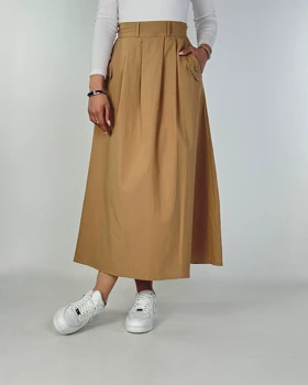 دامن لینن جیب لوزی کد 400065 (نسکافه ای)