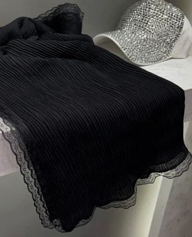 شال پلیسه دورگیپور مشکی کد853