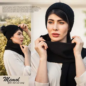 ست کلاه و شال گردن دخترانه Memol (مشکی)