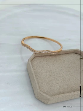 دستبند دو لاین نگین مواج