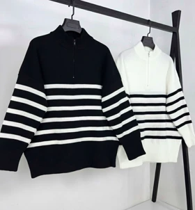 بلوز بافت نیم زیپ