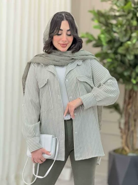 مانتو راه راه سر جیب هلال
