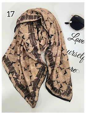 مینی اسکارف نخی موکا دست دوز 3732