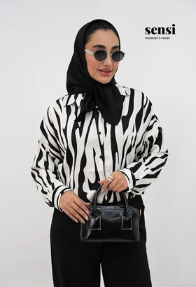 شومیز ساتن زبرا رنگی