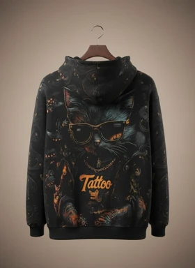 هودی نینجایی مشکی طرح کت پارچه دورس گرم بالا