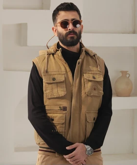 جلیقه مردانه کتان و شش جیب 9858