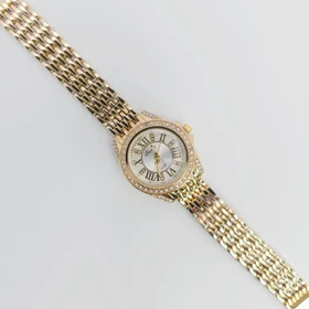 ساعت مچی زنانه باوک Baoke نگین‌دار با موتور کوارتز (بند طلایی صفحه سفید)