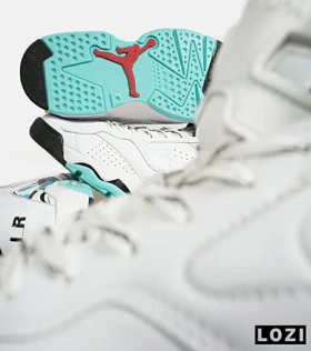 کفش کتانی ساق‌دار مردانه سفید آبی Nike air jordan 5 v02